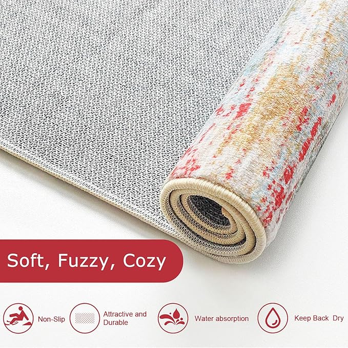 KOZYFLY Modern Abstract Hallway Runner Rug, 2x8 Washable Rug Runner Non-Slip - Image 6