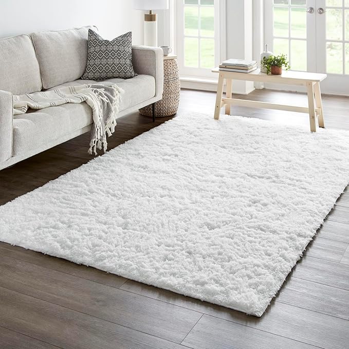 Ophanie 5x8 White Rugs for Living Room, Fluffy Fuzzy Plush Soft Carpets - Image 5