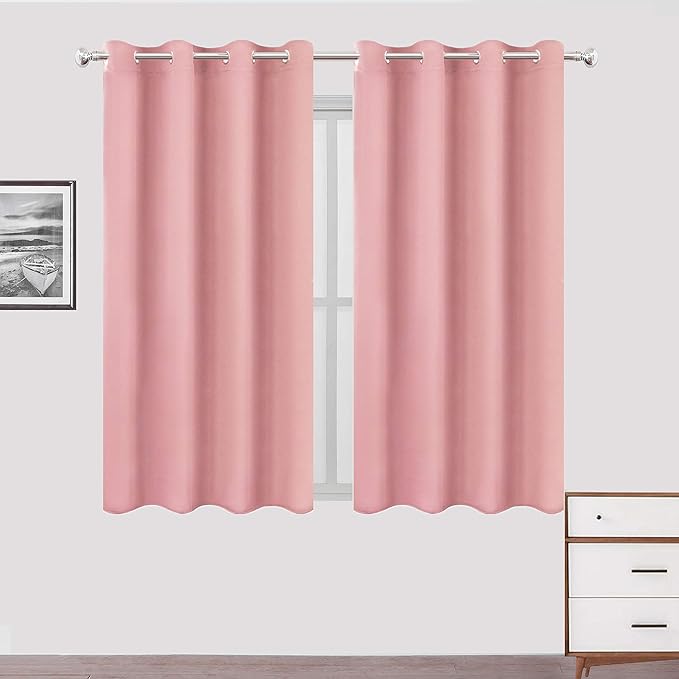 LEMOMO Blackout Curtains 52 x 63 inch/Pink Curtains Set of 2 Panels/Thermal by Lemomo