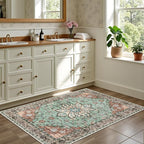 2x3 Area Rugs Living Room Rug: Washable Vintage Distressed Floral Rug No Slip - Image 4