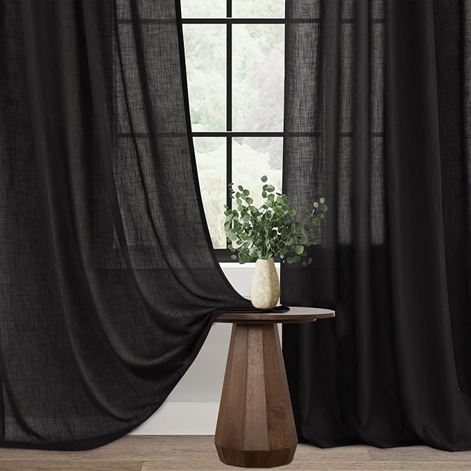 Black Linen Curtains 84 inches Long - Image 3