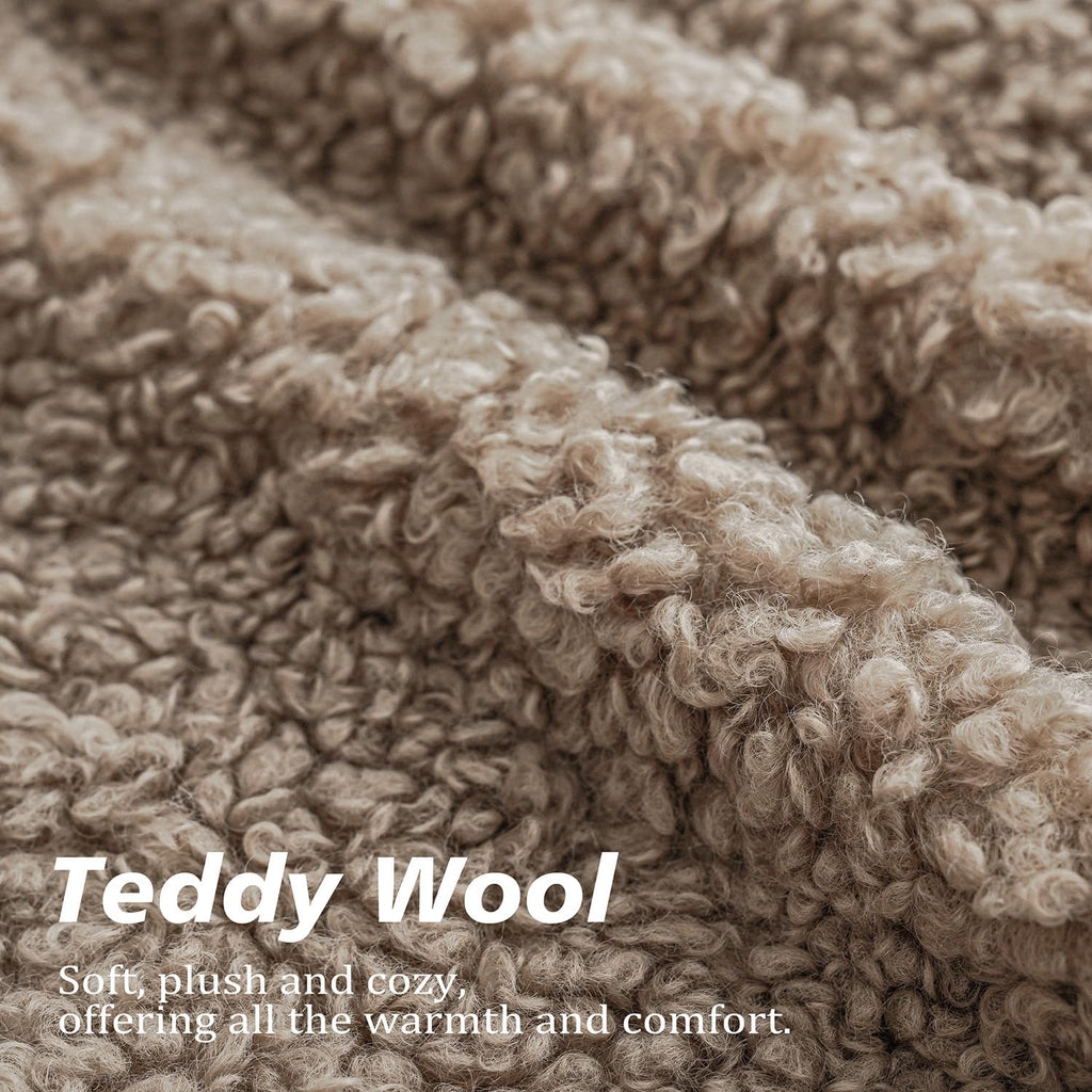 Foindtower Decorative Fuzzy Faux Fur Throw Pillow Covers 18x18 Inch Khaki
