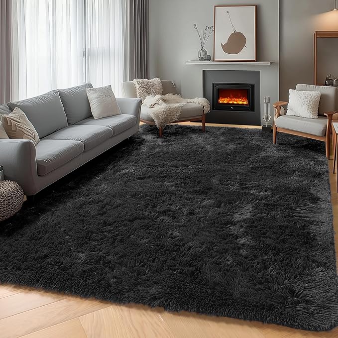 ONASAR Black 6x9 Area Rugs for Living Room Bedroom, Large Fluffy Soft Plush by ONASAR