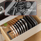 ORDORA Expandable Pot and Pan Organizer with 10 Adjustable Dividers