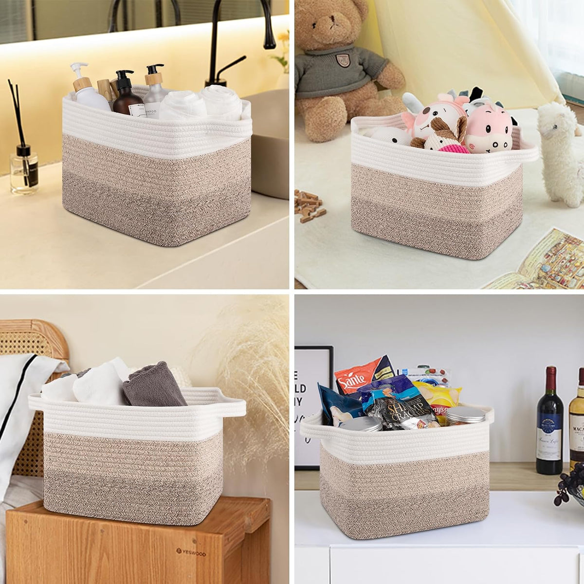OIASKET Storage Baskets for Organizing, Woven Baskets for Shelves, Rectangle Decorative Organizer for Storage Clothes, Toy, Books, Towels Nursery Bins 3 Pack (Gradient Yellow, 13"x9.85"x8.7")