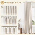 Guken 100% Blackout Linen Curtains 102 Inch Length 2 Panels Set - Image 5