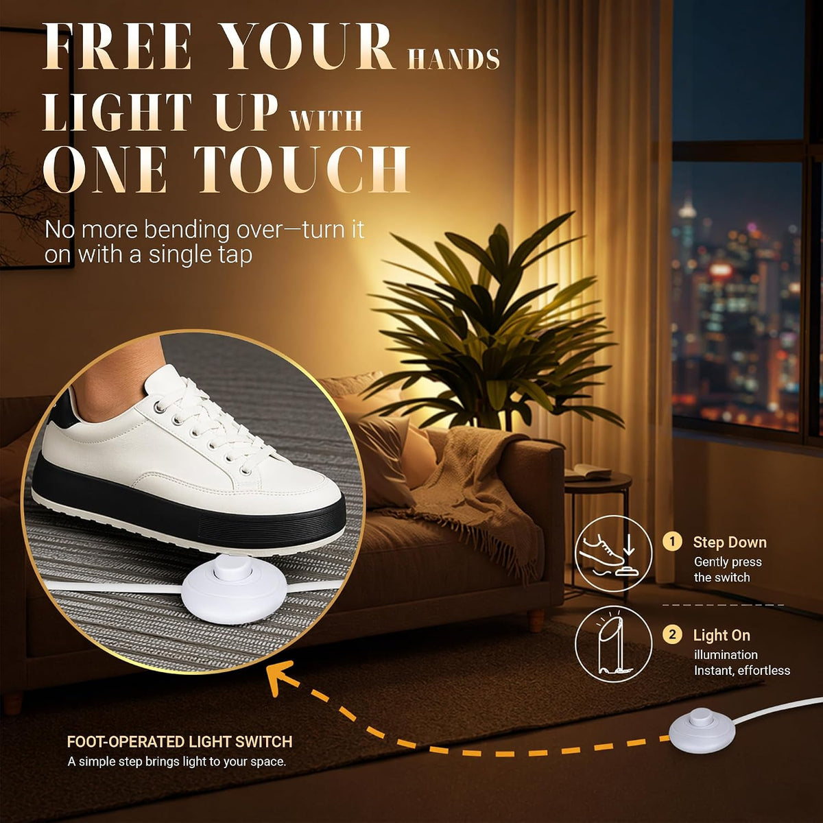2 Pack Uplights Indoor,7W Ambient Lighting with 3000K GU10 Bulbs,Mood & Accent Lighting,House Warming Gifts New Home,Art Decor 5.9 FT Cords&Foot Switches