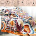 MSGKV Boho Throw Blanket for Bed 100% Cotton Blankets 90''x98'' Decorative - Image 6