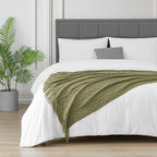 BOURINA Dark Olive Throw Blanket 50x60 Inches Throw Textured Solid Soft Sofa - Image 4
