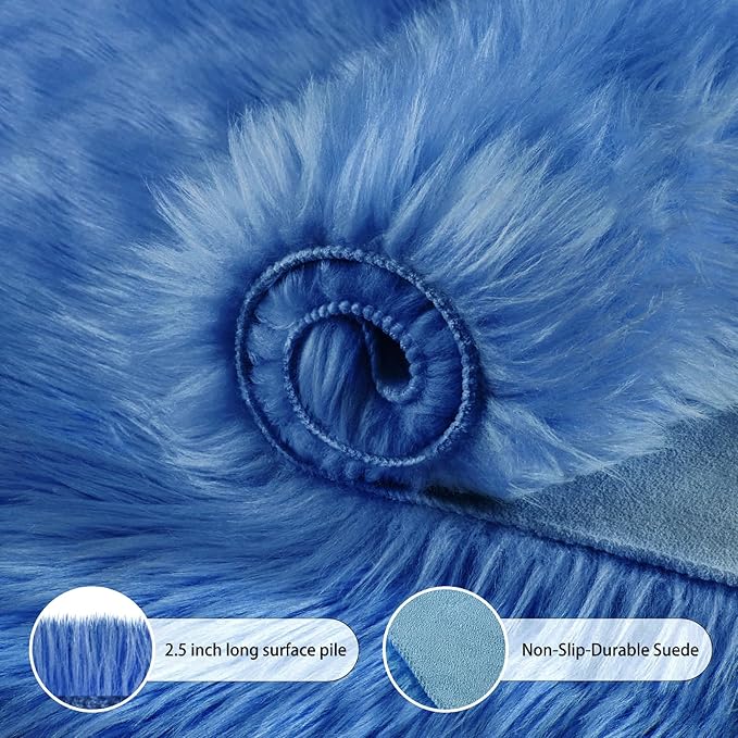 Ciicool Ultra Soft Faux Sheepskin Fur Rug Fluffy Rug - Image 5