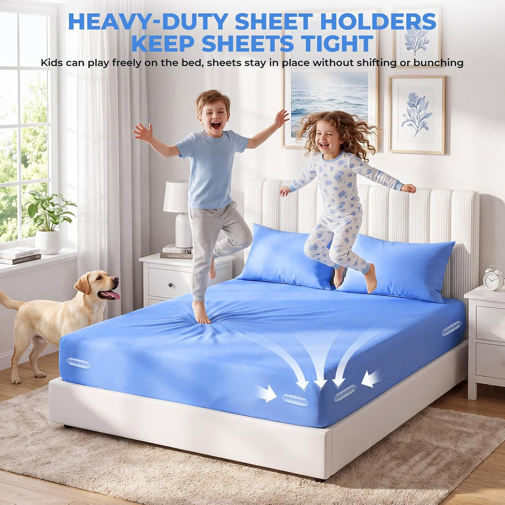 Bed Sheet Holders for Corners, 4-Pack Foldable Fitted Sheet Holder