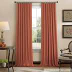 Terracotta Blackout Curtains 108 Inch Long 2 Panel Set Linen Textured Fall - Image 7