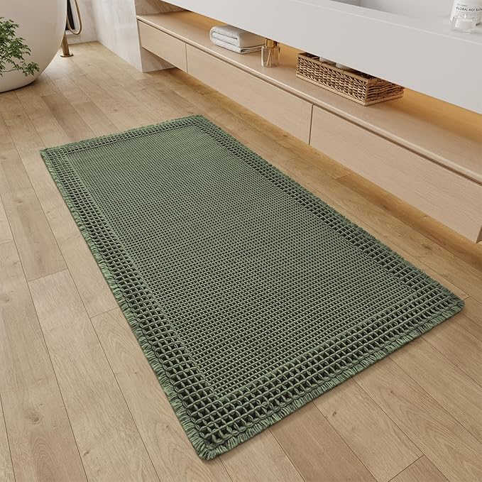 RESARE Christmas Waffle Bathroom Runner Rugs, Super Absorbent Bath Mat Non Slip by Resare