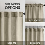 MIULEE Oatmeal Linen Curtains 84 Inch Length 2 Panels - Image 3