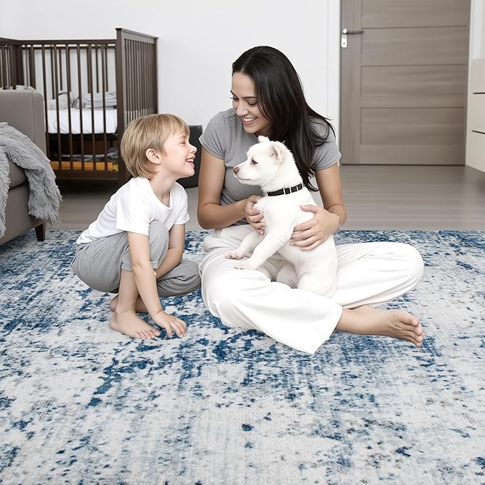 10x14 Area Rug Living Room Rug: Washable Modern Abstract Soft Thin Rug Indoor - Image 8