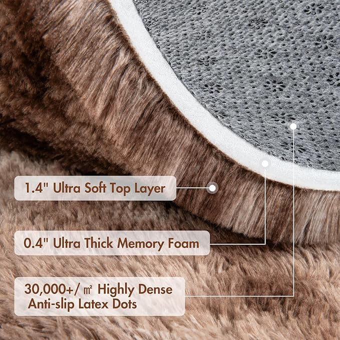 4x6 Ft Shag Brown Area Rug for Bedroom Living Room, Tie-Dyed Ultra Soft Fluffy - Image 8