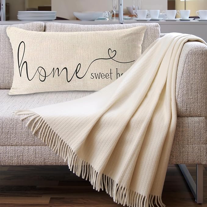 MFGNEH Home Sweet Home Quotes Farmhouse Pillow Covers 12x20 Inch, Farmhouse - Image 2
