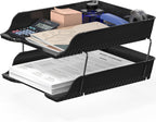 Simple Houseware 3-Tier Stackable Paper Tray for Desk Organizer, Clear