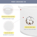 Large Cotton Rope Blanket Basket, 87L Laundry Hamper, White