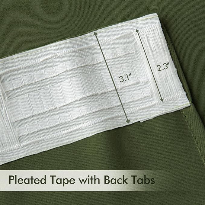 MIULEE Olive Green Back Tab Blackout Curtains 84 Inch Length 2 Panels Set - Image 4