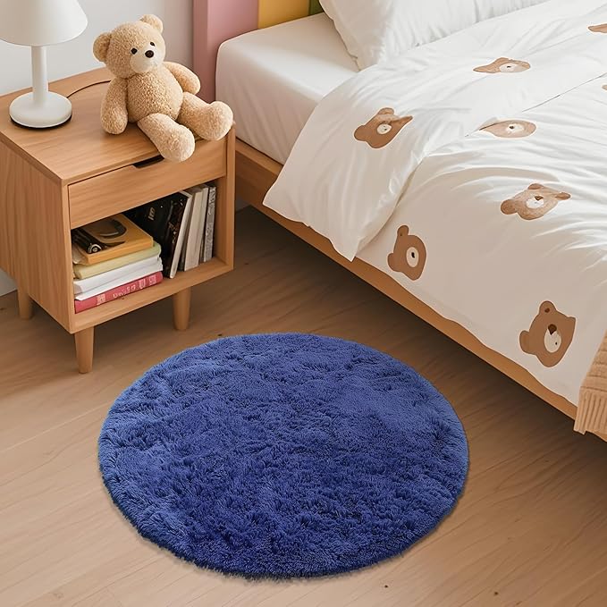 OLANLY Navy Blue Round Rugs for Bedroom - Image 3