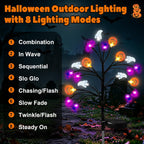 Solar Halloween Lights, 2 Pack IP65 20 LED 8 Modes Auto On/Off, 3D Ghosts Bats Spiders Pumpkins, Cool White Glow, Auto On/Off Sensor, IP65 Rated — Garden, Yard, Patio, Porch, Party Decor