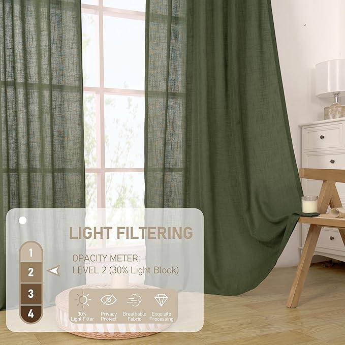 LAMIT Light Filtering Linen Curtains 68 inch - Image 4