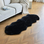 duduta Black Faux Sheepskin Runner Rugs 2x6 ft, Fluffy Shag Bedroom Rug Fur - Image 2