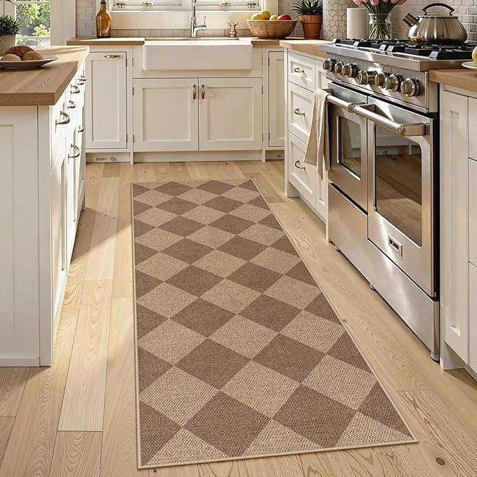 Lahome Colette Checkered Easy Jute Runner Rug, 2x6 Kitchen Mats - Image 2