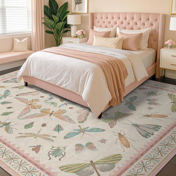 Hazo Haus Floral Pink Rugs for Bedroom Girls 6x9 by HazoHaus