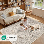 Area Rugs 10x14 Living Room Rug: Washable Rug Soft Vintage Distressed Floral - Image 8