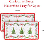 Christmas Tree Melamine Serving Trays 14.5" Holiday Party Platter