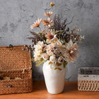 16-inch Artificial Fake Flowers Silk Table Arrangements Faux Plastic Floral Centerpieces for Home with Roses, Dandelions, Daisies, Hydrangea, Eucalyptus, Chrysanthemums and Hollyberries