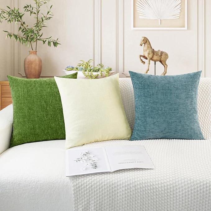 CaliTime Throw Pillow Covers Decorative 20 X 20 Inches Pack of 2 Cozy Chenille - Image 5