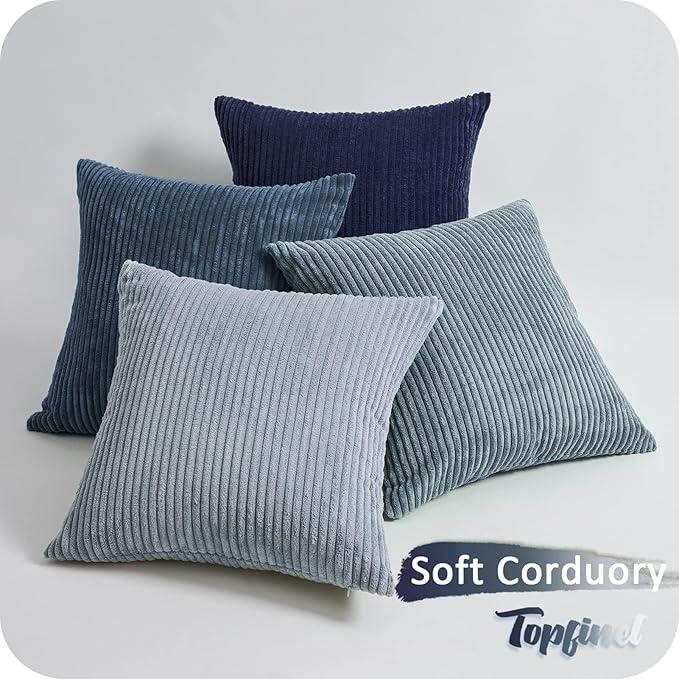 Topfinel Decorative Throw Pillow Covers Dusty Blue Navy Series 18x18 Inch Set - Image 8