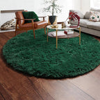 ONASAR Dark Green Round Area Rugs 5ft, Fluffy Soft Bedroom Circle Rug - Image 9