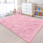 Small Area Rug for Bedroom 3x5ft Mini Tie-Dye Pink Fluffy Rug Mat Bedside Throw by JiaoBaba