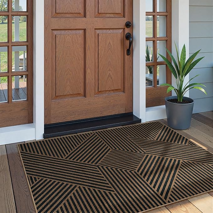 Lahome Enfys Modern Geometric Outdoor Easy Jute Rug, 3x5 Indoor Outdoor Rugs - Image 5