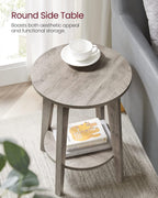 VASAGLE Round Side Table with Lower Shelf, End Table for Small Spaces