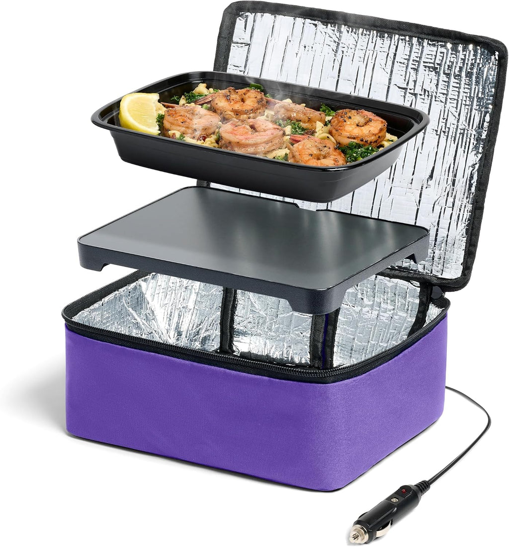 HOTLOGIC Mini Heated Lunch Box - Portable Electric Food Warmer for Men and Women - Great for Work, Office, and Construction - Cook, Reheat, and Eat on the Go - 120V - Blue