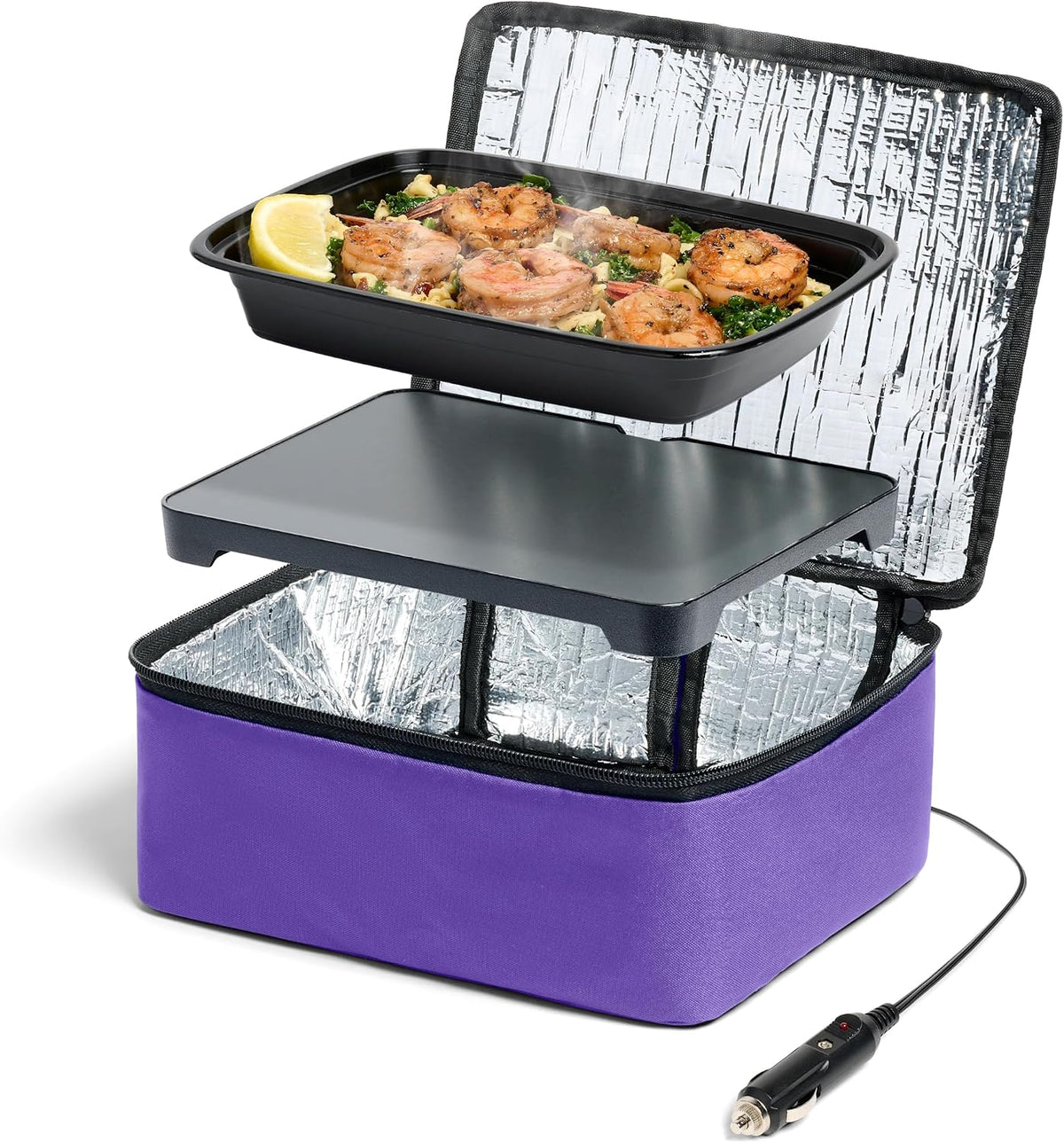 HOTLOGIC Mini Heated Lunch Box - Portable Electric Food Warmer for Men and Women - Great for Work, Office, and Construction - Cook, Reheat, and Eat on the Go - 120V - Blue