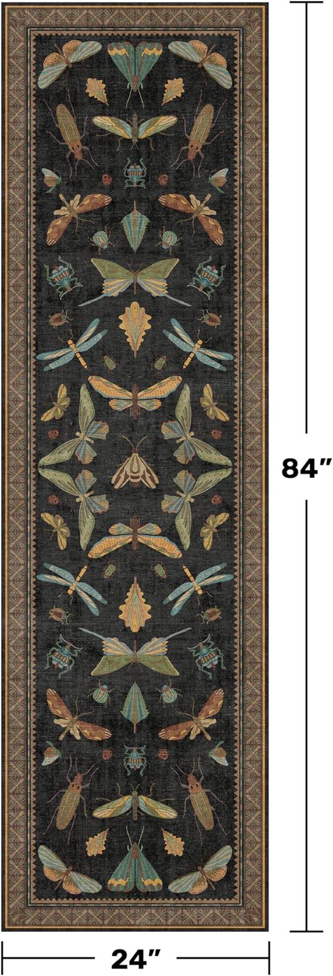 2x7 Black Non Slip Entryway Runner Rug, Boho Washable Runner - Image 2