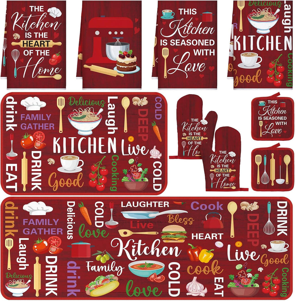 Fourluoo 10 Pcs Black Food Kitchen Decor and Accessories Set