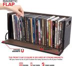 Stock Your Home DVD Storage Box, Movie Shelf Organizer for Blu-Ray, Video Game Cases, CDs, VHS Tape Display Stand, Disc Holder Can Store Up to 28 DVDs, Faux Leather (Espresso)