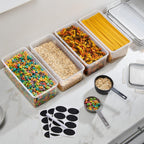 Large Airtight Food Storage Containers with Lids Set of 4 3.2L - 102 fl. oz Pasta storage Containers, BPA Free Plastic Spaghetti container - Air Tight Canisters for Kitchen Pantry Organization