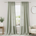2 Panels Set Sage Green Linen Curtains 126 Inches Long by Nanspring