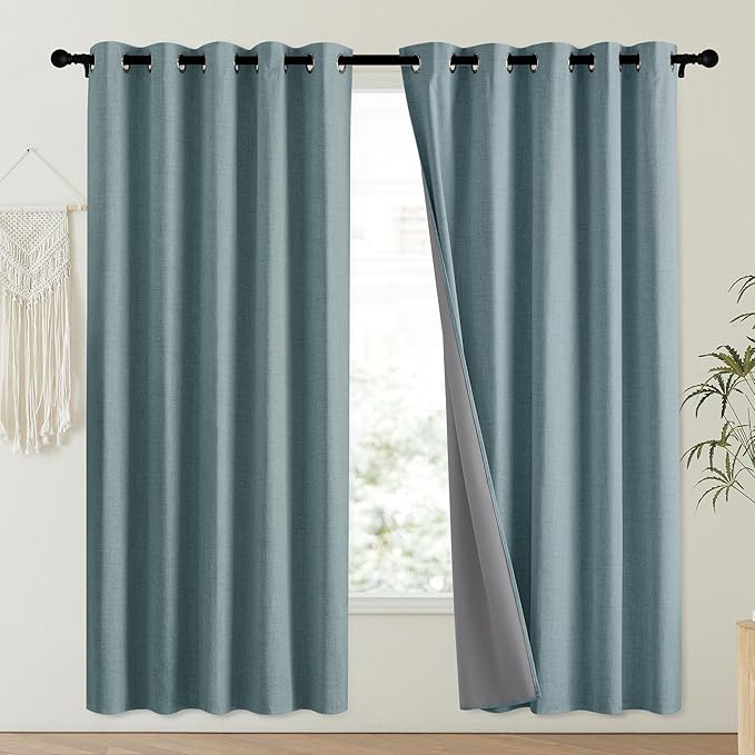 NICETOWN 100% Absolutely Blackout Linen Curtains - Image 2