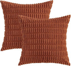 MIULEE Pack of 2 Dark Rust Corduroy Decorative Pillow Covers 20x20 Inch Soft - Image 6