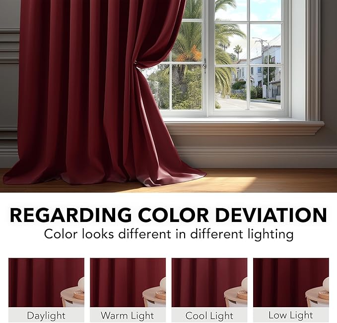 Deconovo Blackout Curtains, Thermal Insulated, W70 x L84 2 Panels, Back Tab - Image 6