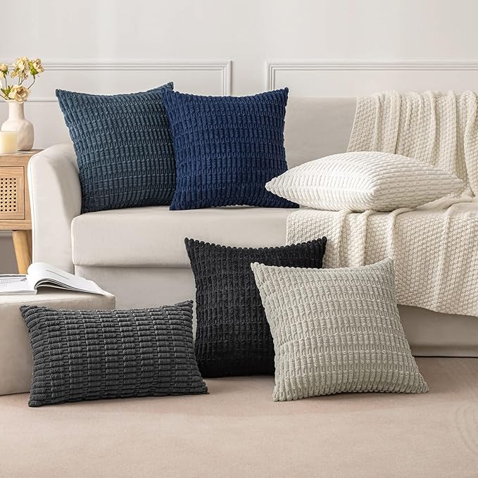 MIULEE Pack of 2 Corduroy Decorative Throw Pillow Covers 16x16 Inch Soft Boho - Image 3